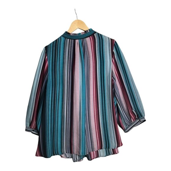 Worthington Striped Semi Sheer Blouse size 3X Multicolor - Picture 6 of 8